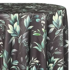 Bayside Leaf (Poly Print) Table Linen in Green/Black