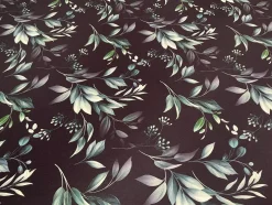 Bayside Leaf (Poly Print) Table Linen in Green/Black