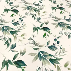 Bayside Leaf (Poly Print) Table Linen in Green/White