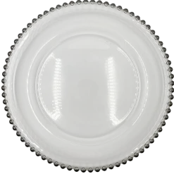 Beaded - Glass Charger Plate in Silver (Item # 0239)