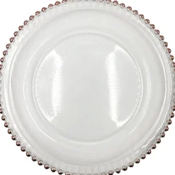 Beaded - Glass Charger Plate in Rose Gold (Item # 0239)