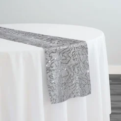 Bedazzle Table Runner in Silver White