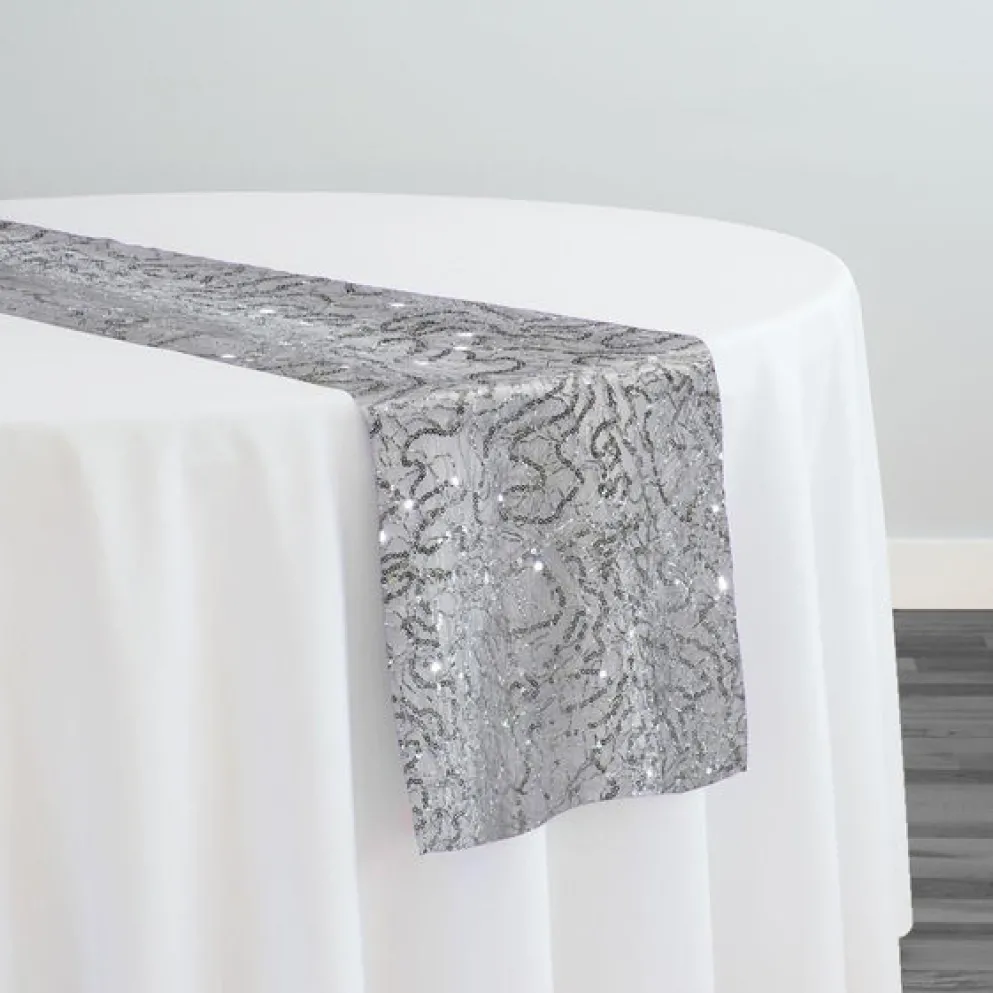 Bedazzle Table Runner in Silver White