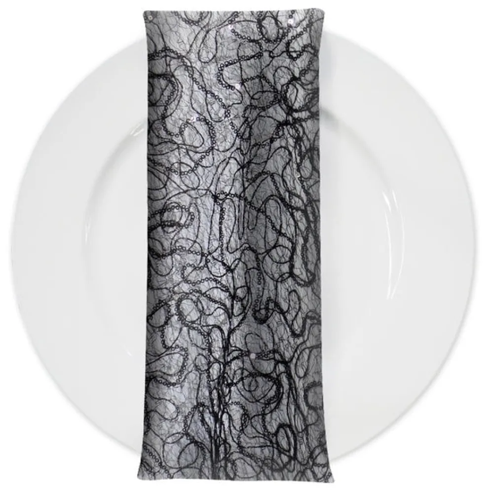 Bedazzle (w/ Poly Lining) Table Napkin in Black