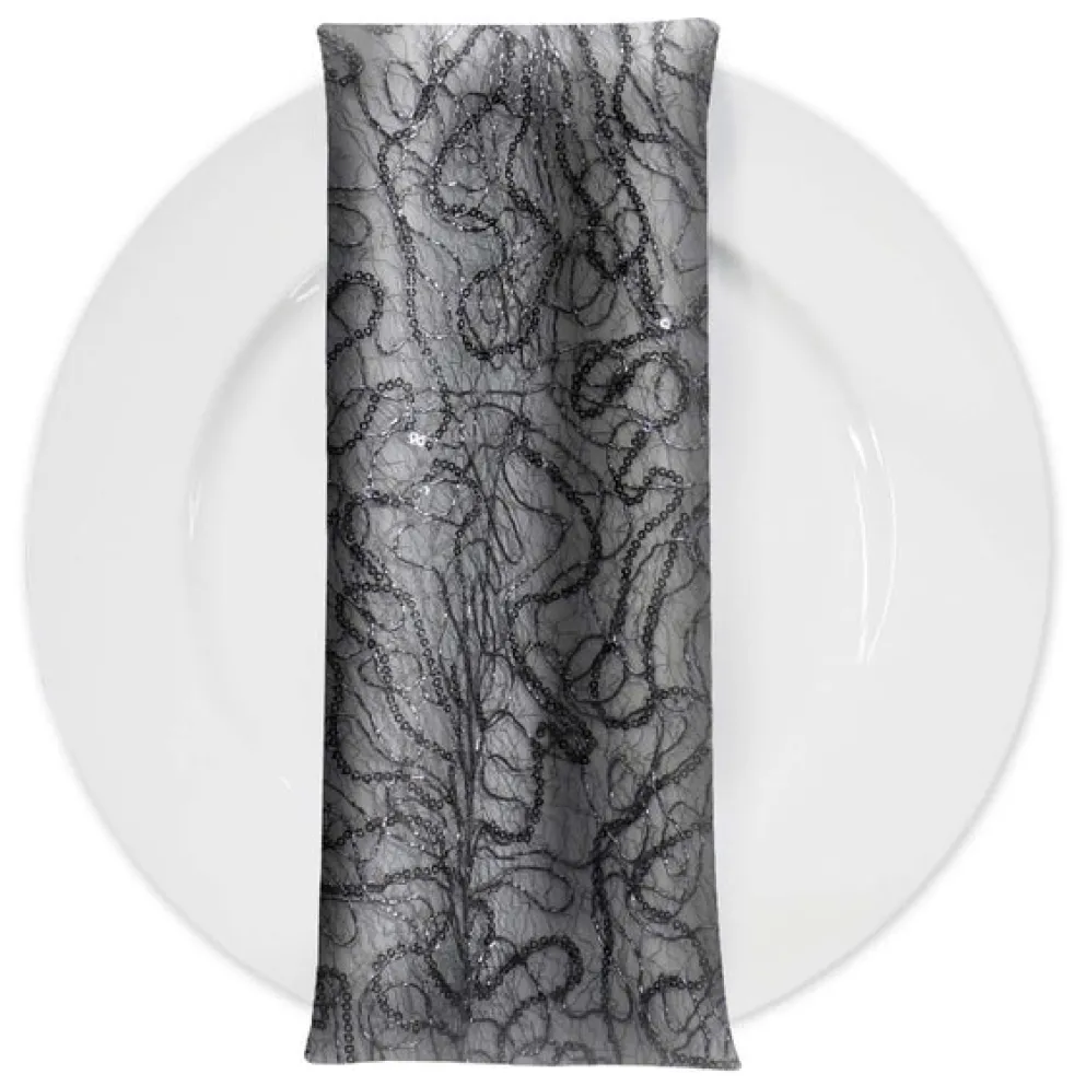 Bedazzle (w/ Poly Lining) Table Napkin in Charcoal
