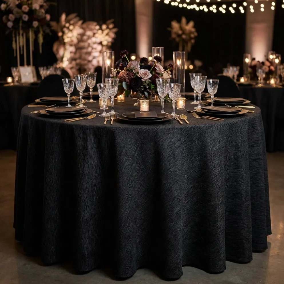 Bella Crepe Table Linen in Black