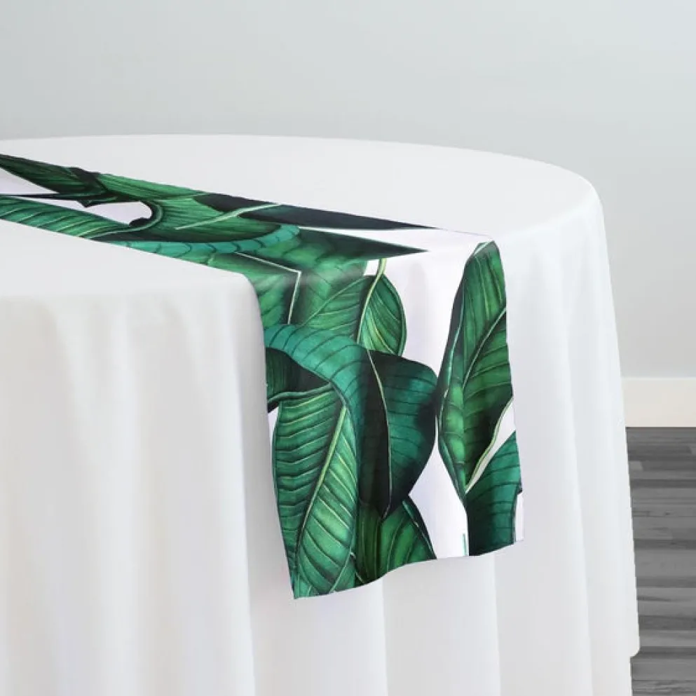 Beverly (Poly Print) Table Runner in Green/White
