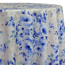 Blue Flora (Poly Print) Table Linen