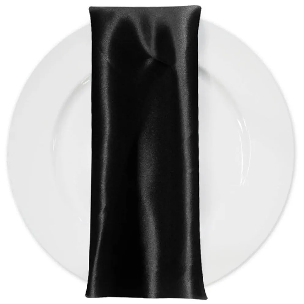 Bridal Satin Table Napkin in Black
