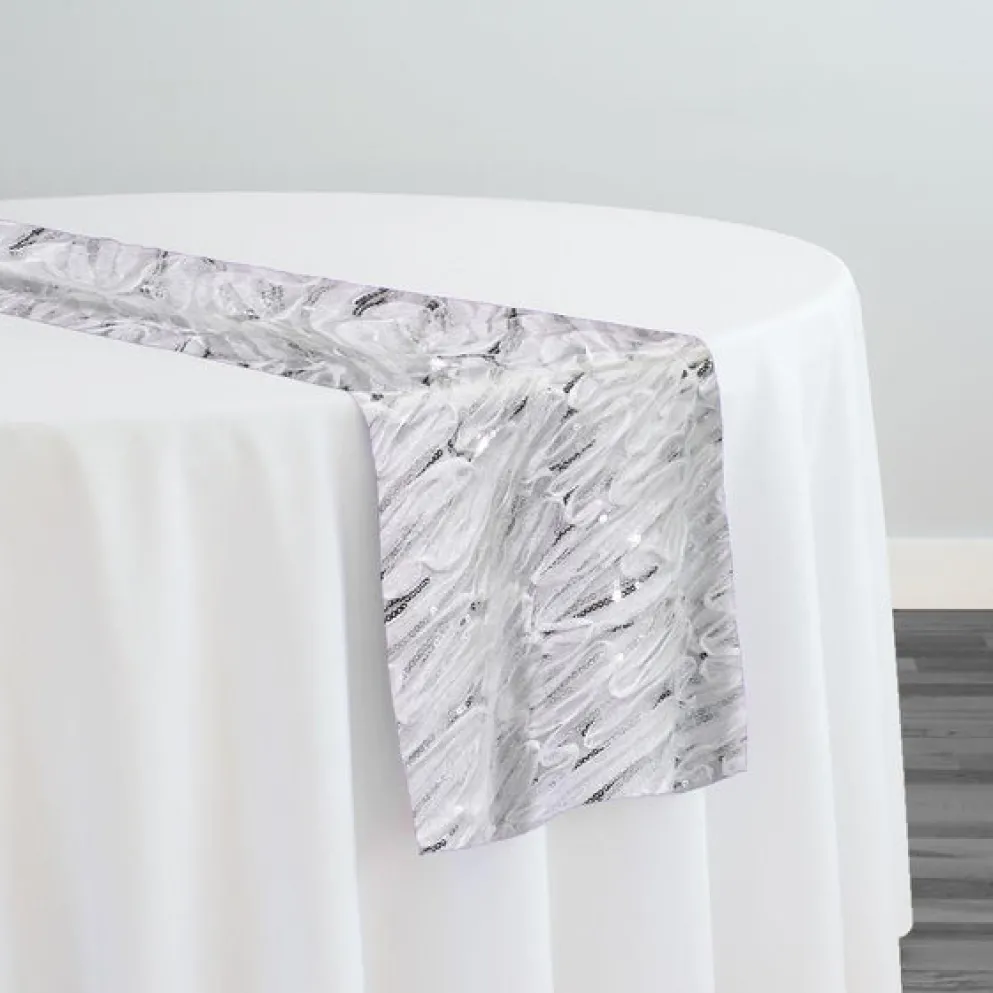 Brilliant Sheer Sequins Table Runner in White