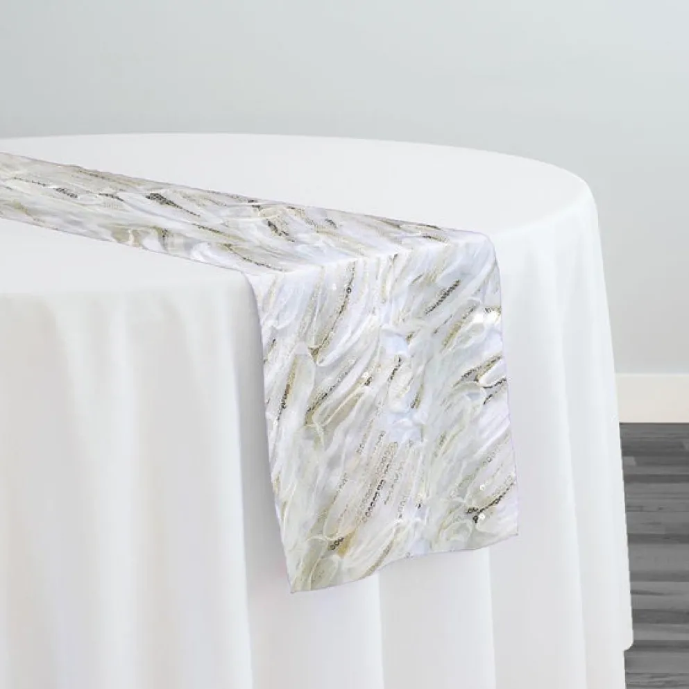 Brilliant Sheer Sequins Table Runner in Ivory