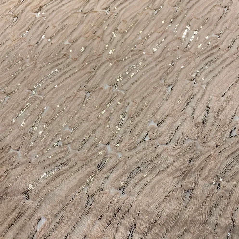 Brilliant Sheer Sequins Table Linen in Champagne