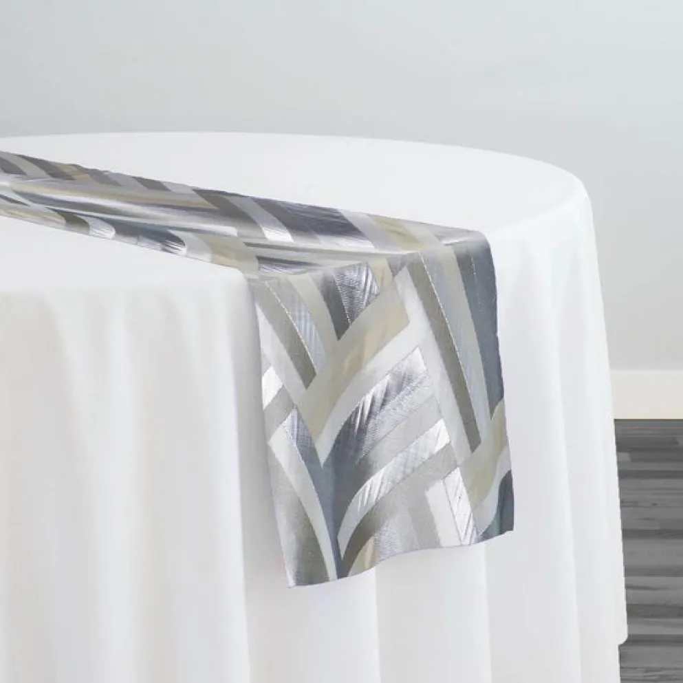 Broadway Jacquard (Reversible) Table Runner in Silver
