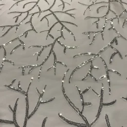 Brooks Sequins Table Linen in Silver and White