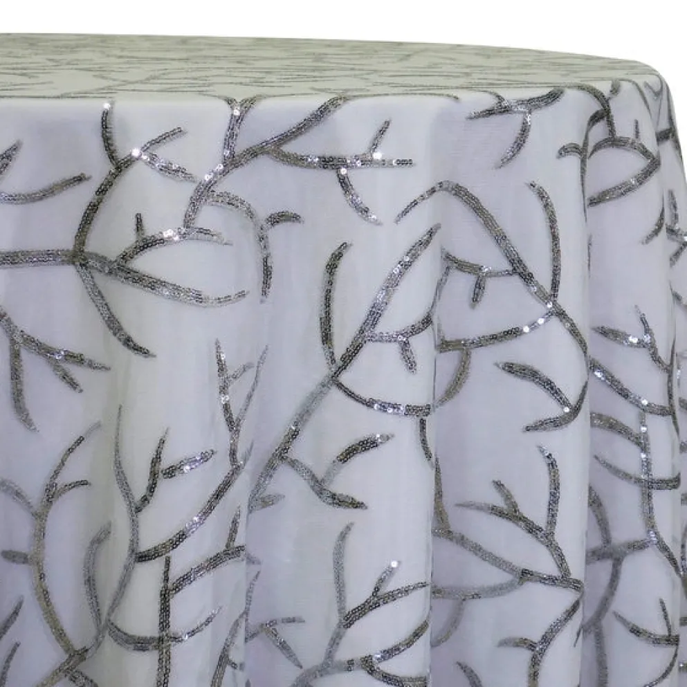 Brooks Sequins Table Linen in Silver and Silver