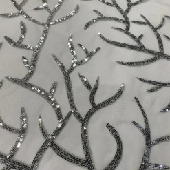 Brooks Sequins Table Linen in Charcoal