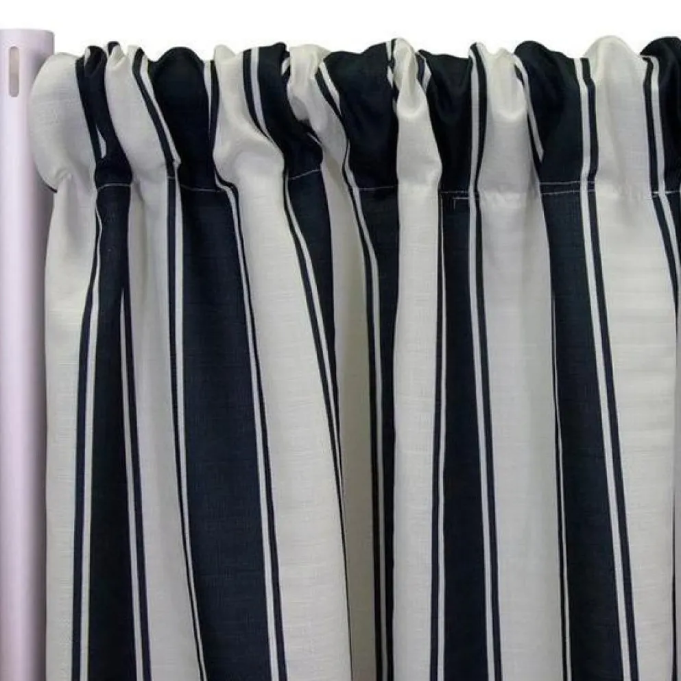 Cabana Stripe (Slub Print) Drapery Panels (58" Wide) / 9 Print