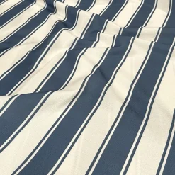 Cabana Stripe (Slub Print) Table Linen in Navy / White