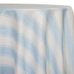 Cabana Stripe (Slub Print) Table Linen in Lt Blue / White