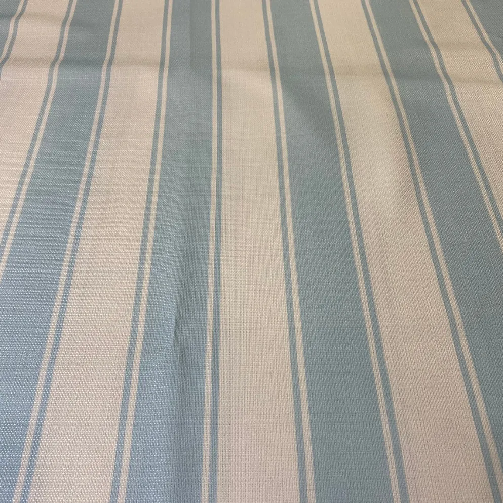 Cabana Stripe (Slub Print) Table Runner in Lt Blue / White