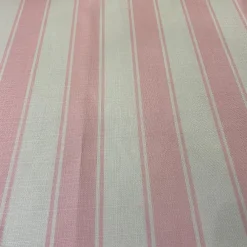 Cabana Stripe (Slub Print) Table Linen in Pink / White