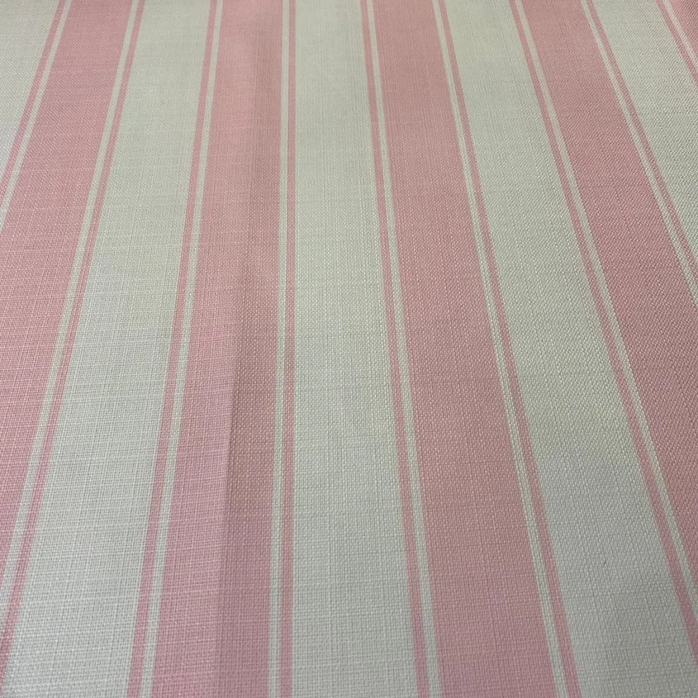 Cabana Stripe (Slub Print) Table Linen in Pink / White