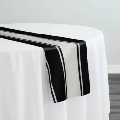 Cabana Stripe (Slub Print) Table Runner in Black / White