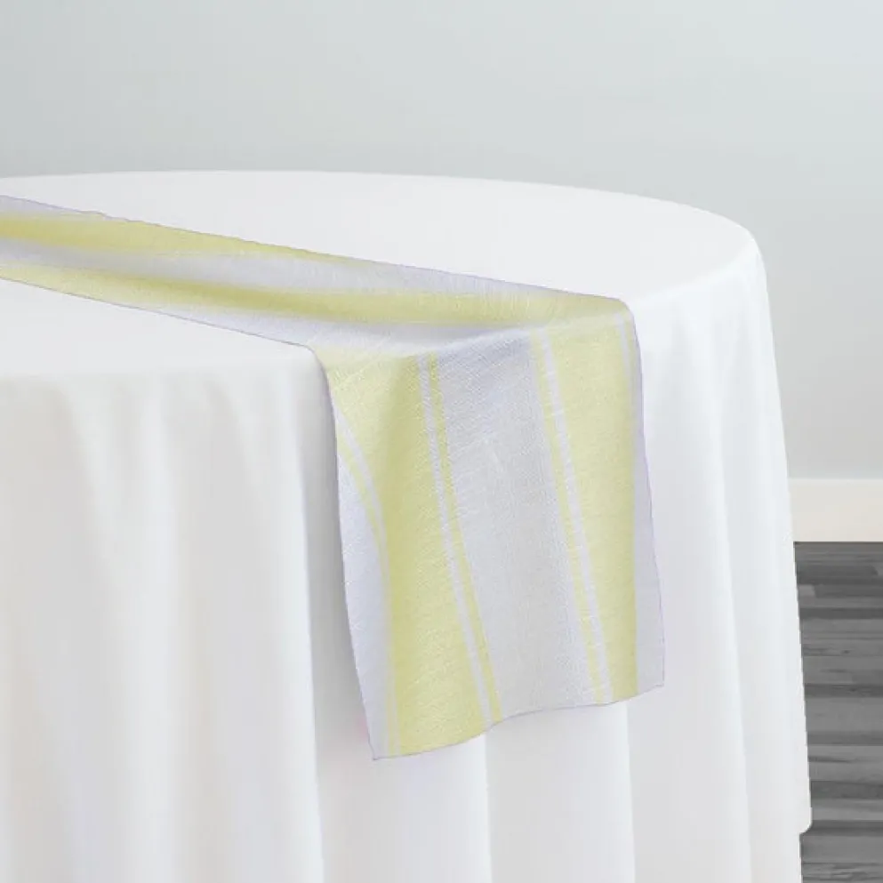 Cabana Stripe (Slub Print) Table Runner in Yellow / White