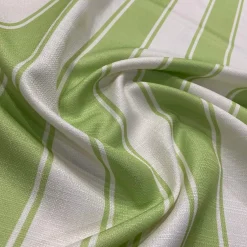 Cabana Stripe (Slub Print) Table Runner in Green / White
