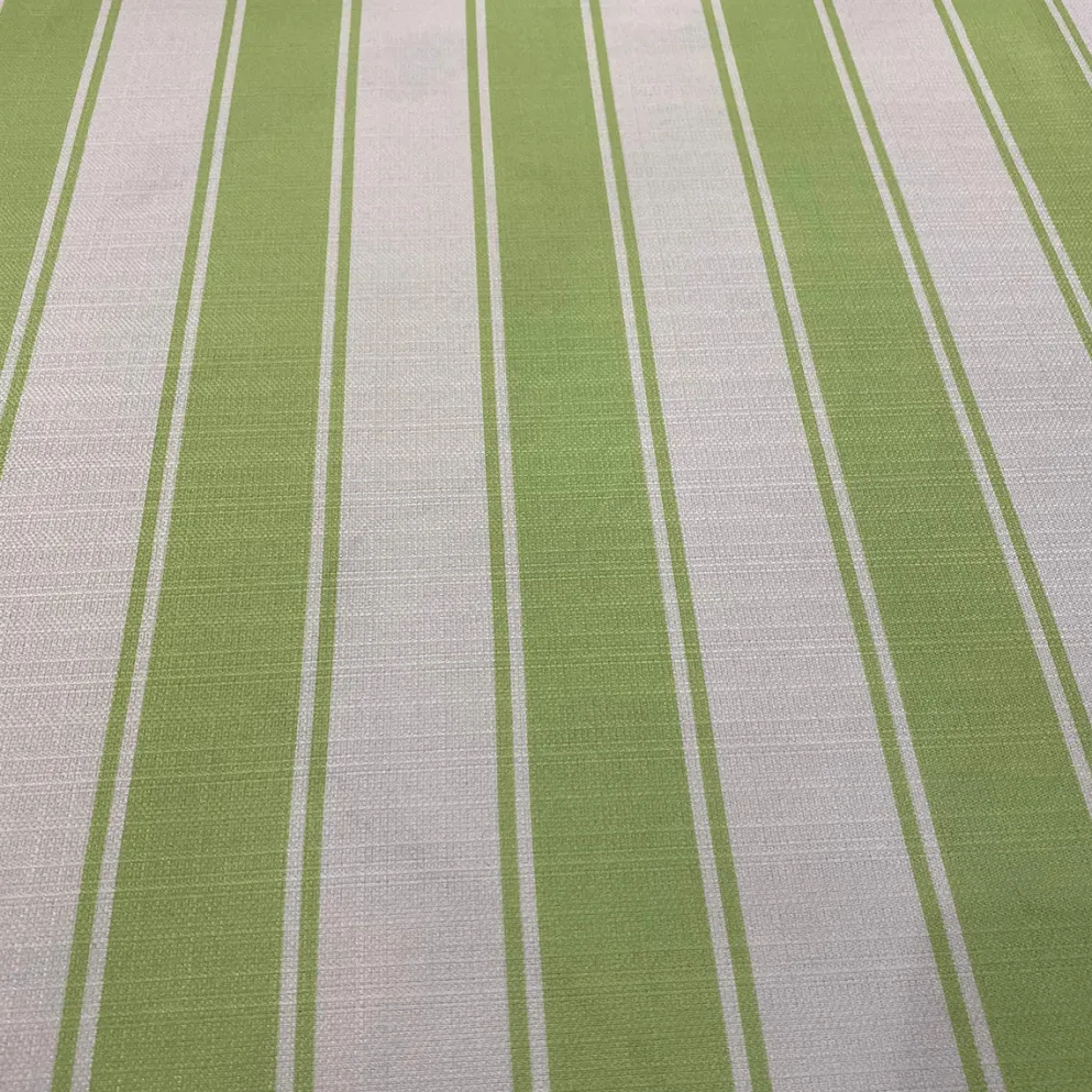 Cabana Stripe (Slub Print) Table Runner in Green / White