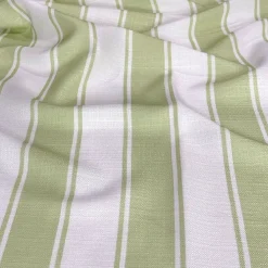 Cabana Stripe (Slub Print) Table Runner in Sage / White