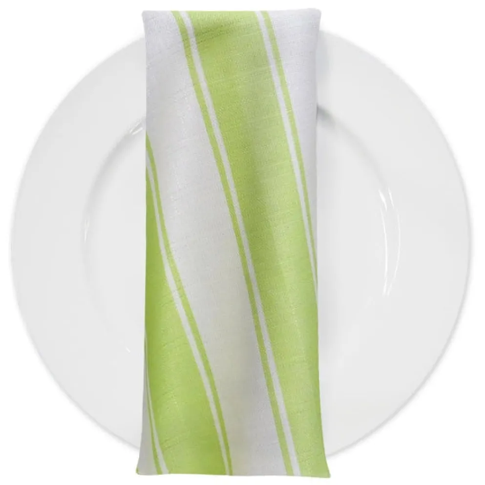 Cabana Stripe (Slub Print) Table Napkin in Green / White
