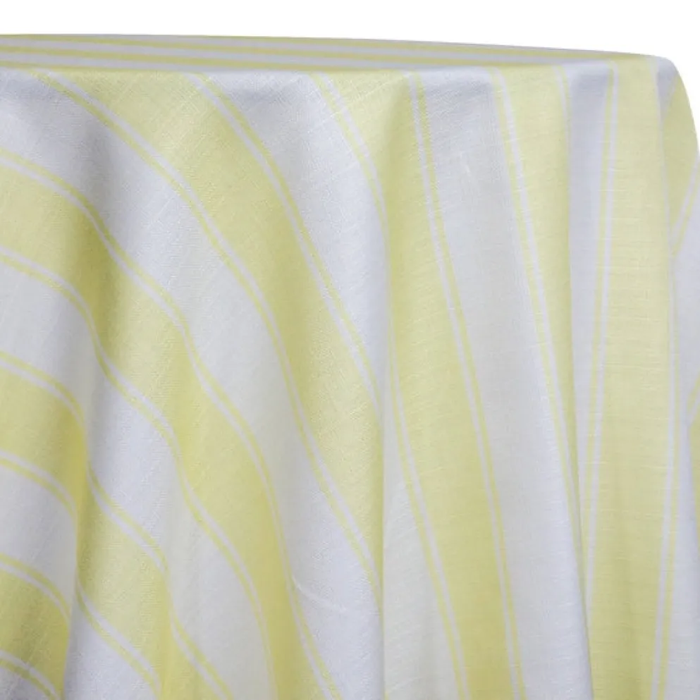 Cabana Stripe (Slub Print) Table Linen in Yellow / White