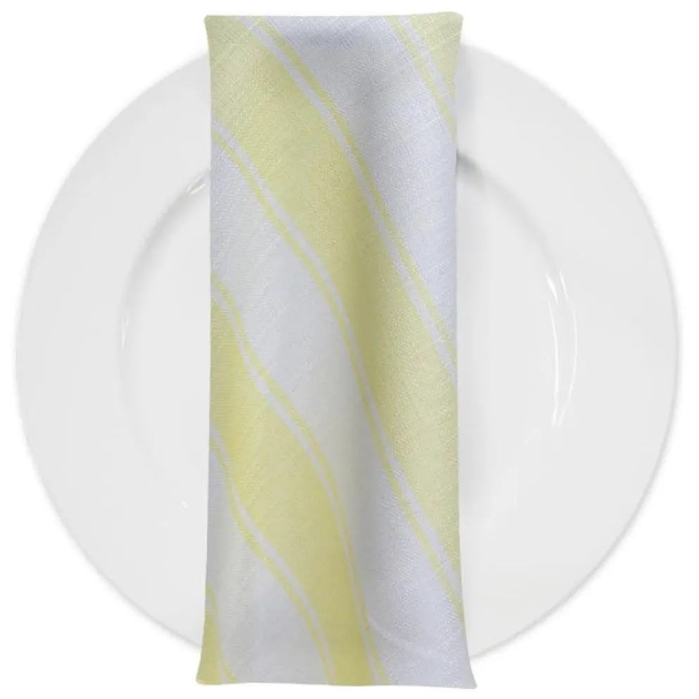 Cabana Stripe (Slub Print) Table Napkin in Yellow / White
