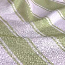 Cabana Stripe (Slub Print) Table Linen in Sage / White
