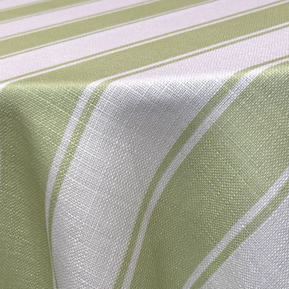 Cabana Stripe (Slub Print) Table Linen in Sage / White