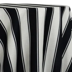 Cabana Stripe (Slub Print) Table Linen in Black / White