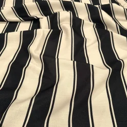 Cabana Stripe (Slub Print) Table Linen in Black / Ivory