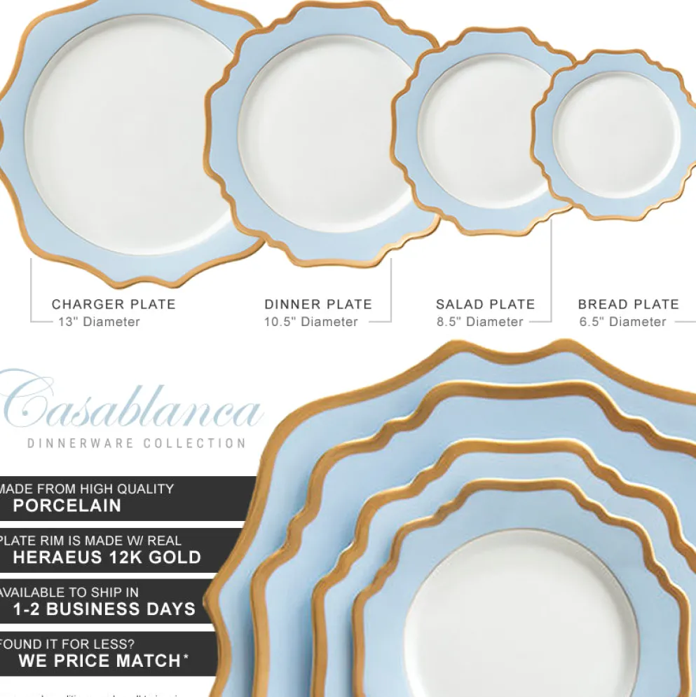 Casablanca Porcelain Collection in Baby Blue/Gold