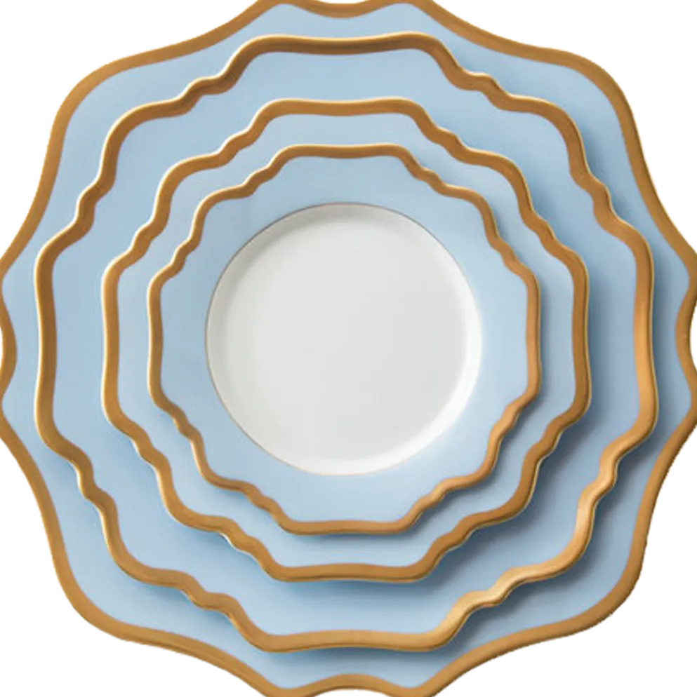 Casablanca Porcelain Collection in Baby Blue/Gold