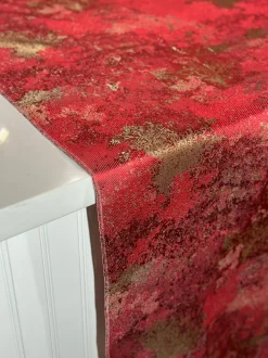 Cascade Jacquard Table Linen in Red and Gold