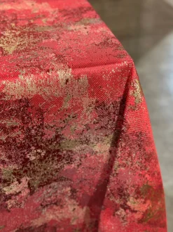 Cascade Jacquard Table Linen in Red and Gold