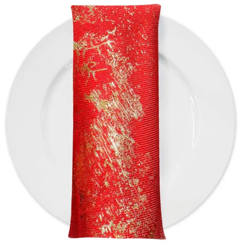 Cascade Jacquard Table Napkin in Red and Gold
