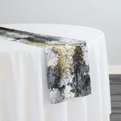 Cascade Jacquard Table Runner in Black and Gold