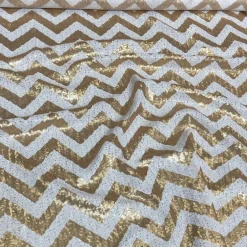 Chevron Glitz Sequins Table Linen in Gold
