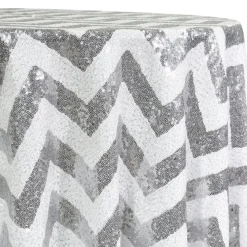 Chevron Glitz Sequins Table Linen in Silver