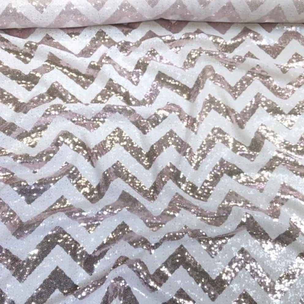 Chevron Glitz Sequins Table Linen in Blush