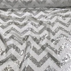 Chevron Glitz Sequins Table Runner in Silver