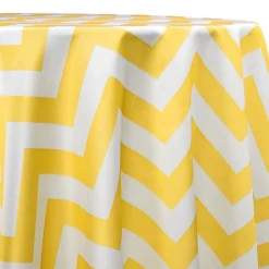 Chevron Print (Lamour) Table Linen in Yellow and White