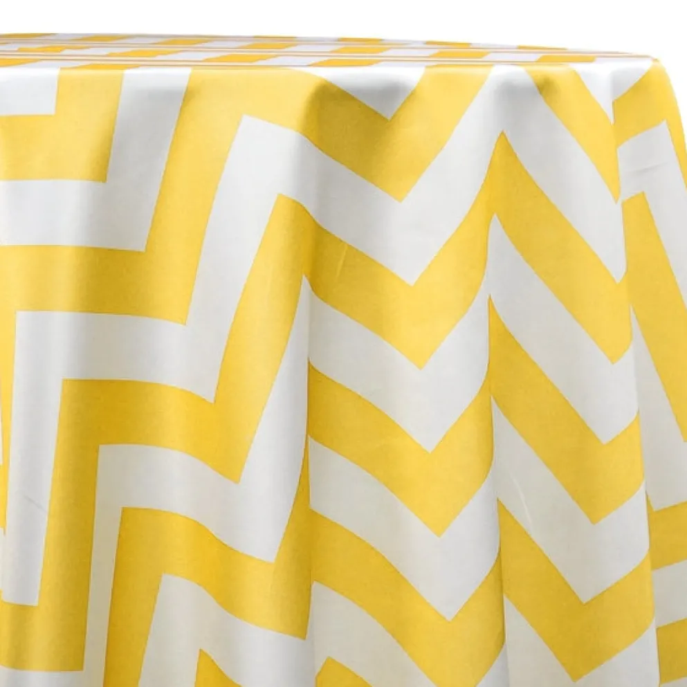 Chevron Print (Lamour) Table Linen in Yellow and White